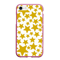 Чехол iPhone 7/8 матовый Жёлтые звезды, цвет: 3D-малиновый