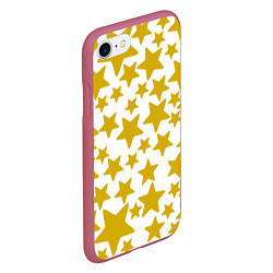 Чехол iPhone 7/8 матовый Жёлтые звезды, цвет: 3D-малиновый — фото 2