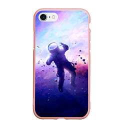 Чехол iPhone 7/8 матовый Космонавт в безвоздушном пространстве, цвет: 3D-светло-розовый