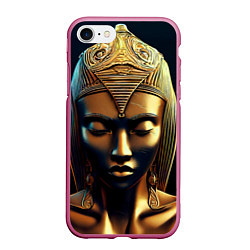 Чехол iPhone 7/8 матовый Нейросеть - золотая статуя египетской царицы, цвет: 3D-малиновый