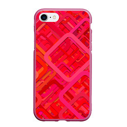 Чехол iPhone 7/8 матовый Красные абстрактные геометрические ромбы, цвет: 3D-малиновый