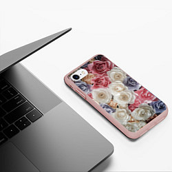 Чехол iPhone 7/8 матовый Цветы роз, цвет: 3D-светло-розовый — фото 2