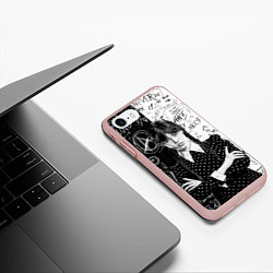 Чехол iPhone 7/8 матовый Уэнсдей: Черное/Белое, цвет: 3D-светло-розовый — фото 2