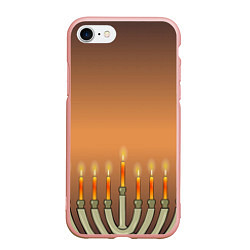Чехол iPhone 7/8 матовый Уютная Ханука и звезда Давида, цвет: 3D-светло-розовый