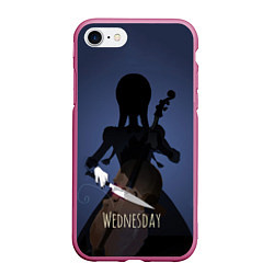 Чехол iPhone 7/8 матовый Wednesday & Violin, цвет: 3D-малиновый