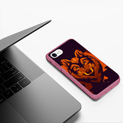 Чехол iPhone 7/8 матовый Голова рыжего волка, цвет: 3D-малиновый — фото 2