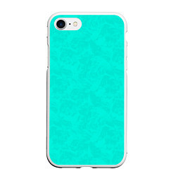 Чехол iPhone 7/8 матовый Яркий бирюзовый текстурированный, цвет: 3D-белый