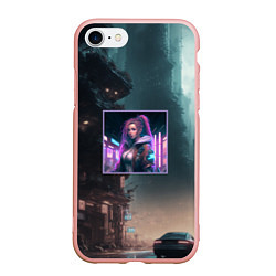 Чехол iPhone 7/8 матовый Sci-fi girl and cyberpunk vibes, цвет: 3D-светло-розовый