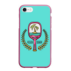 Чехол iPhone 7/8 матовый Пляжный теннис - золотая ветвь, цвет: 3D-малиновый