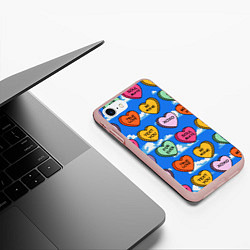 Чехол iPhone 7/8 матовый Валентинки конфетки сердечки с посланиями, цвет: 3D-светло-розовый — фото 2