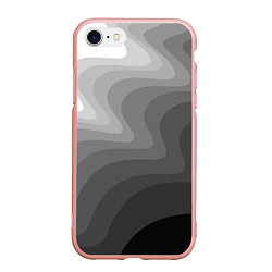 Чехол iPhone 7/8 матовый Черно белые волны, цвет: 3D-светло-розовый