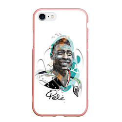 Чехол iPhone 7/8 матовый Пеле бразильский футболист, цвет: 3D-светло-розовый