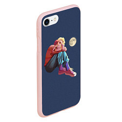 Чехол iPhone 7/8 матовый Энид и полнолуние - Wednesday, цвет: 3D-светло-розовый — фото 2