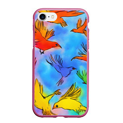 Чехол iPhone 7/8 матовый Акварельные крылья, цвет: 3D-малиновый