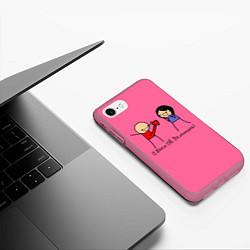 Чехол iPhone 7/8 матовый С Днем святого Валентина: человечки, цвет: 3D-малиновый — фото 2