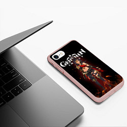 Чехол iPhone 7/8 матовый Дэхья и огонь Персонаж Genshin Impact, цвет: 3D-светло-розовый — фото 2