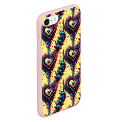 Чехол iPhone 7/8 матовый Паттерн яркие сердца, цвет: 3D-светло-розовый — фото 2