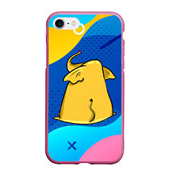 Чехол iPhone 7/8 матовый Желтый слон вид сзади, цвет: 3D-малиновый
