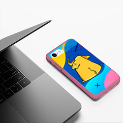 Чехол iPhone 7/8 матовый Желтый слон вид сзади, цвет: 3D-малиновый — фото 2