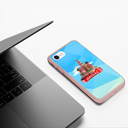 Чехол iPhone 7/8 матовый Россия Москва, цвет: 3D-светло-розовый — фото 2
