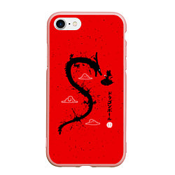 Чехол iPhone 7/8 матовый Dragon Ball Гоку и дракон, цвет: 3D-светло-розовый