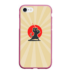 Чехол iPhone 7/8 матовый Кот-ниндзя, цвет: 3D-малиновый