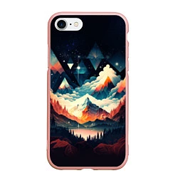 Чехол iPhone 7/8 матовый Футуризм горы, цвет: 3D-светло-розовый