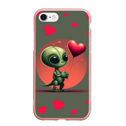Чехол iPhone 7/8 матовый Влюбленный инопланетянин, цвет: 3D-светло-розовый