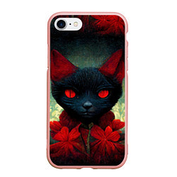 Чехол iPhone 7/8 матовый Dark cat, цвет: 3D-светло-розовый