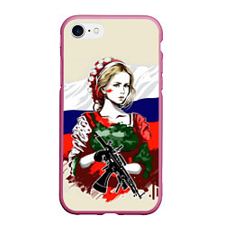 Чехол iPhone 7/8 матовый Девушка солдат, цвет: 3D-малиновый