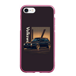 Чехол iPhone 7/8 матовый Volkswagen Golf class, цвет: 3D-малиновый