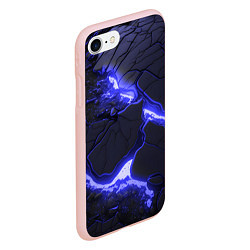 Чехол iPhone 7/8 матовый Красивая синяя неоновая лава, цвет: 3D-светло-розовый — фото 2