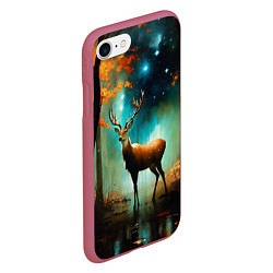 Чехол iPhone 7/8 матовый Лесной олень, цвет: 3D-малиновый — фото 2