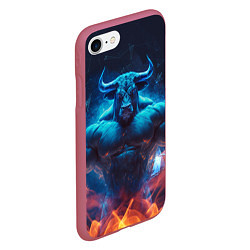 Чехол iPhone 7/8 матовый Накаченный бык, цвет: 3D-малиновый — фото 2