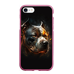 Чехол iPhone 7/8 матовый Стаффордширский терьер - огонь, цвет: 3D-малиновый
