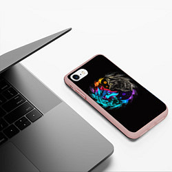 Чехол iPhone 7/8 матовый Инь-янь волки неон, цвет: 3D-светло-розовый — фото 2