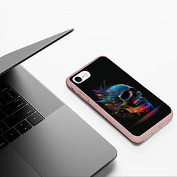 Чехол iPhone 7/8 матовый Красочный череп с цветами, цвет: 3D-светло-розовый — фото 2