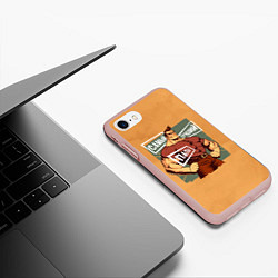 Чехол iPhone 7/8 матовый Папа супергерой, цвет: 3D-светло-розовый — фото 2