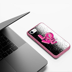 Чехол iPhone 7/8 матовый Love - розовый, цвет: 3D-малиновый — фото 2
