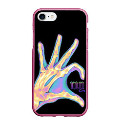 Чехол iPhone 7/8 матовый Сердечко левой рукой - неоновый рентген