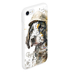 Чехол iPhone 7/8 матовый Акварельный щенок в военном камуфляже, цвет: 3D-белый — фото 2