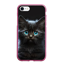 Чехол iPhone 7/8 матовый Голубоглазый котенок, цвет: 3D-малиновый