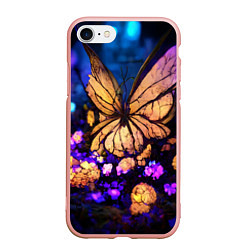 Чехол iPhone 7/8 матовый Цветок бабочка midjouney, цвет: 3D-светло-розовый