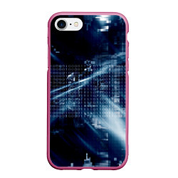 Чехол iPhone 7/8 матовый Тёмно-ледяной фон и бесконечный код, цвет: 3D-малиновый