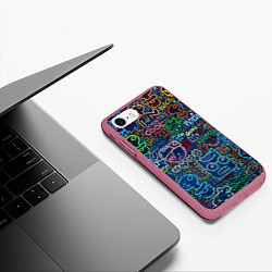 Чехол iPhone 7/8 матовый Разрисованная стена, цвет: 3D-малиновый — фото 2