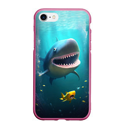Чехол iPhone 7/8 матовый Я акула туруру, цвет: 3D-малиновый