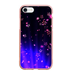 Чехол iPhone 7/8 матовый Звездочки в неоновой подсветке, цвет: 3D-светло-розовый
