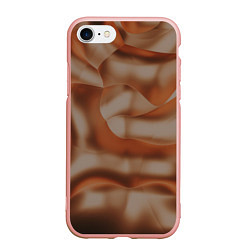 Чехол iPhone 7/8 матовый Тёмно-золотистые абстрактные волны, цвет: 3D-светло-розовый