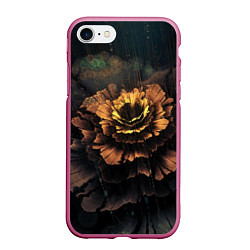 Чехол iPhone 7/8 матовый Midjourney цветок под дождем, цвет: 3D-малиновый