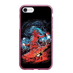 Чехол iPhone 7/8 матовый Перун бог громовержец, цвет: 3D-малиновый